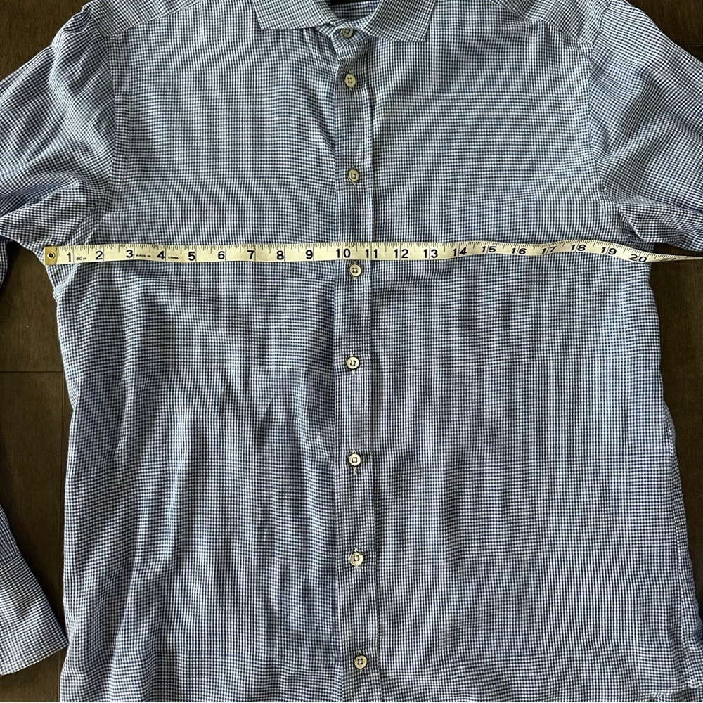 Rag & Bone Men's Botton Down Shirt Blue White Checkered Business Casual 16 - Picture 4 of 9